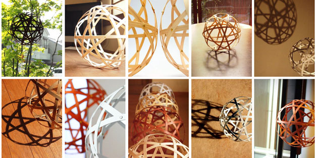 連なった12の星形で1個の球体を形作る室内装飾品「ステラーオーブ・サーティーシックス・プラネット」
